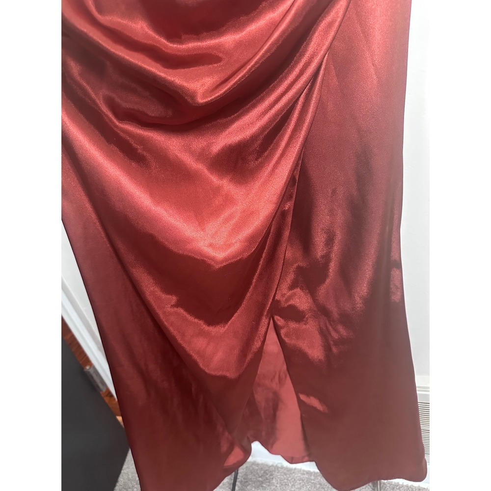 Galina Signature Charmeuse Halter Maxi Dress Women 12 Cinnamon Formal GS290122 - Picture 3 of 11